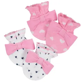 2-Pack Girls Heart Mittens