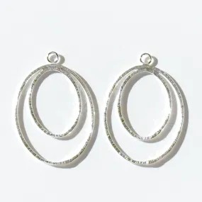 Argentium Silver Oval Hoop Earring Jacket Set