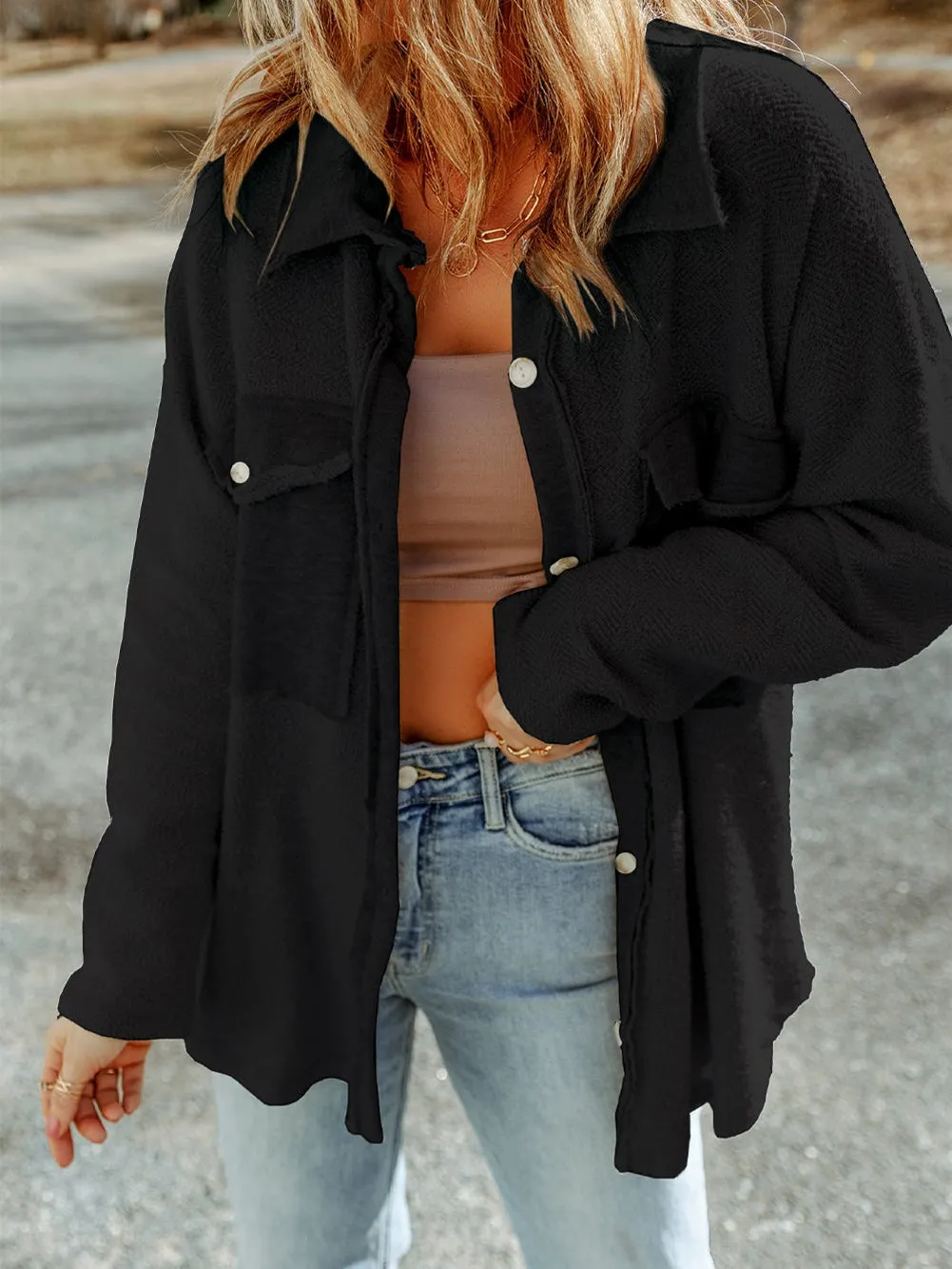 Black Open Front Jacket