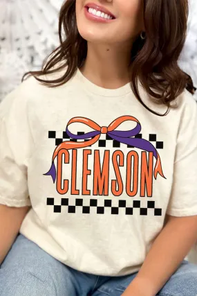 Bow Clemson Check Short Sleeve Relaxed Fit T-Shirt