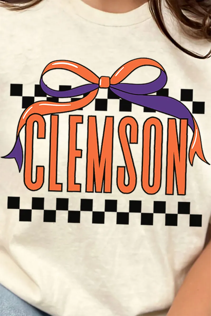 Bow Clemson Check Short Sleeve Relaxed Fit T-Shirt