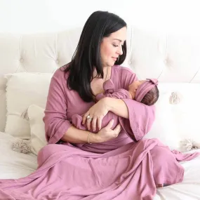 Boysenberry Waffle Bamboo Knit Maternity Robe