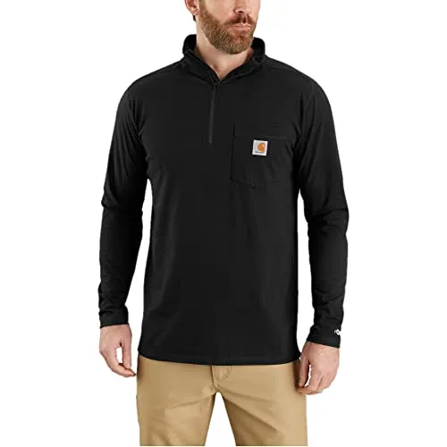 Carhartt 104255 Men's Force Relaxed Fit Midweight Long-Sleeve Quarter-Zip Mock-Neck T-Shirt