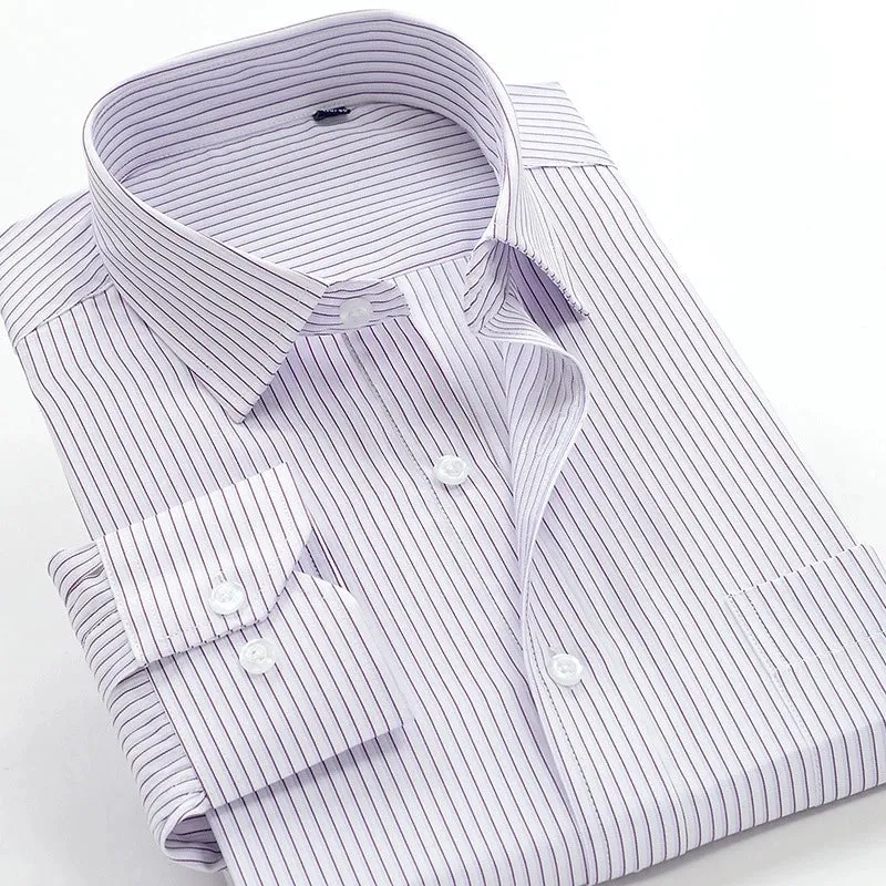 classic striped men's business casual long-sleeved shirt clothing