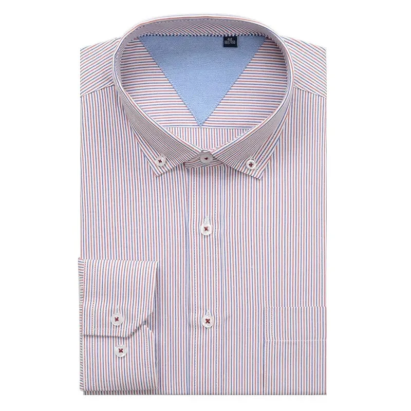 classic striped men's business casual long-sleeved shirt clothing