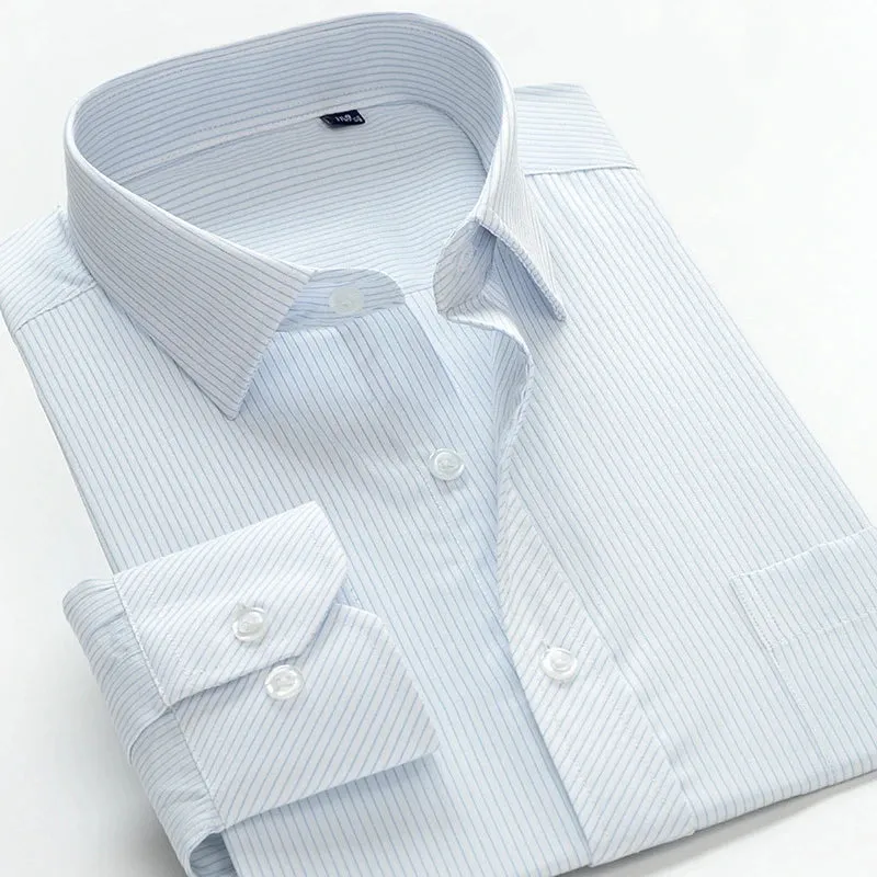 classic striped men's business casual long-sleeved shirt clothing