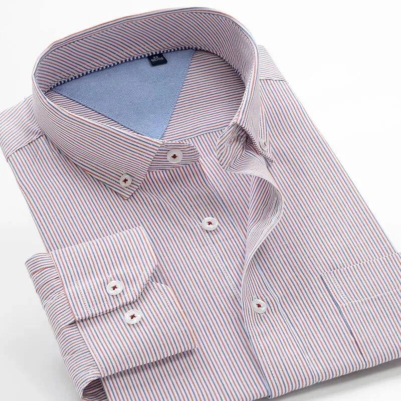 classic striped men's business casual long-sleeved shirt clothing