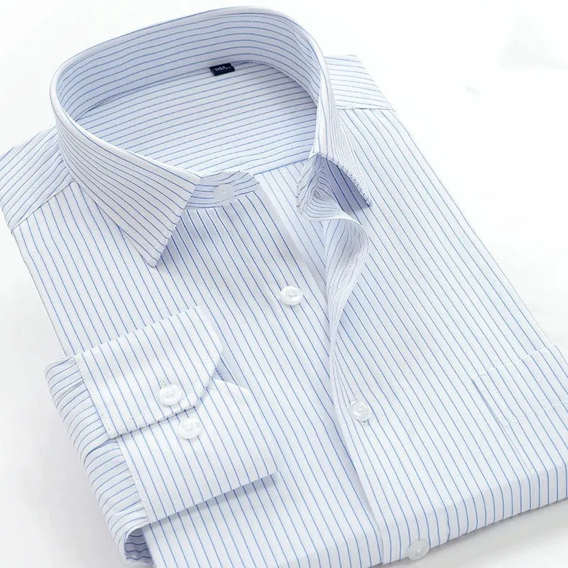 classic striped men's business casual long-sleeved shirt clothing