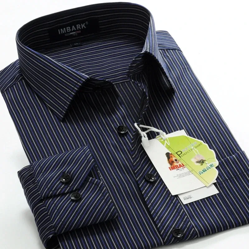 classic striped men's business casual long-sleeved shirt clothing