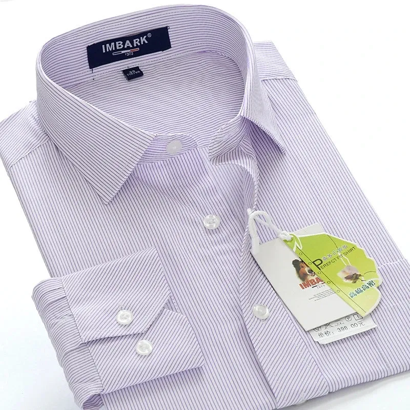 classic striped men's business casual long-sleeved shirt clothing