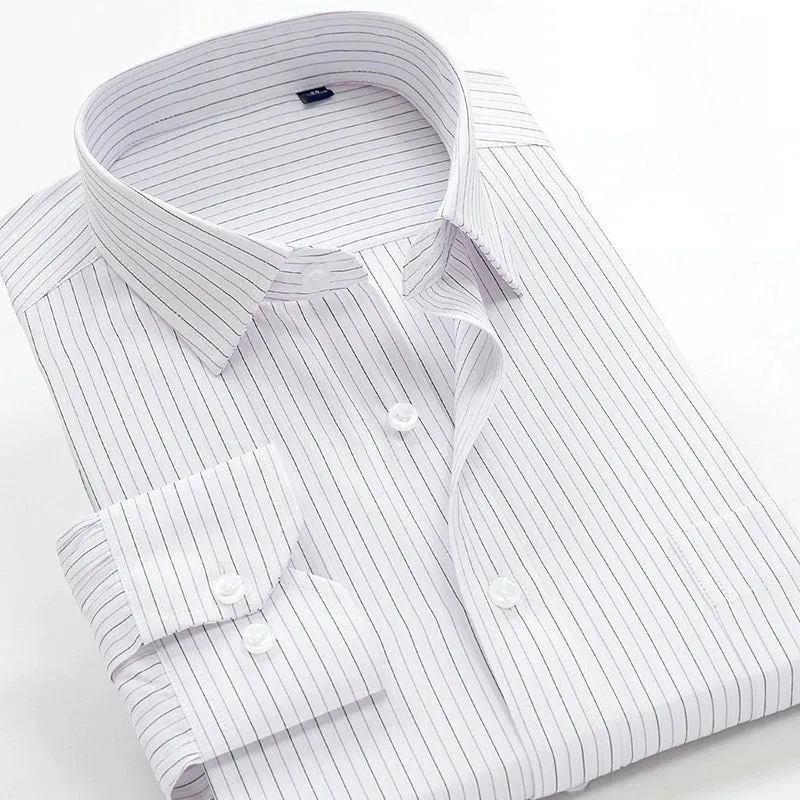 classic striped men's business casual long-sleeved shirt clothing