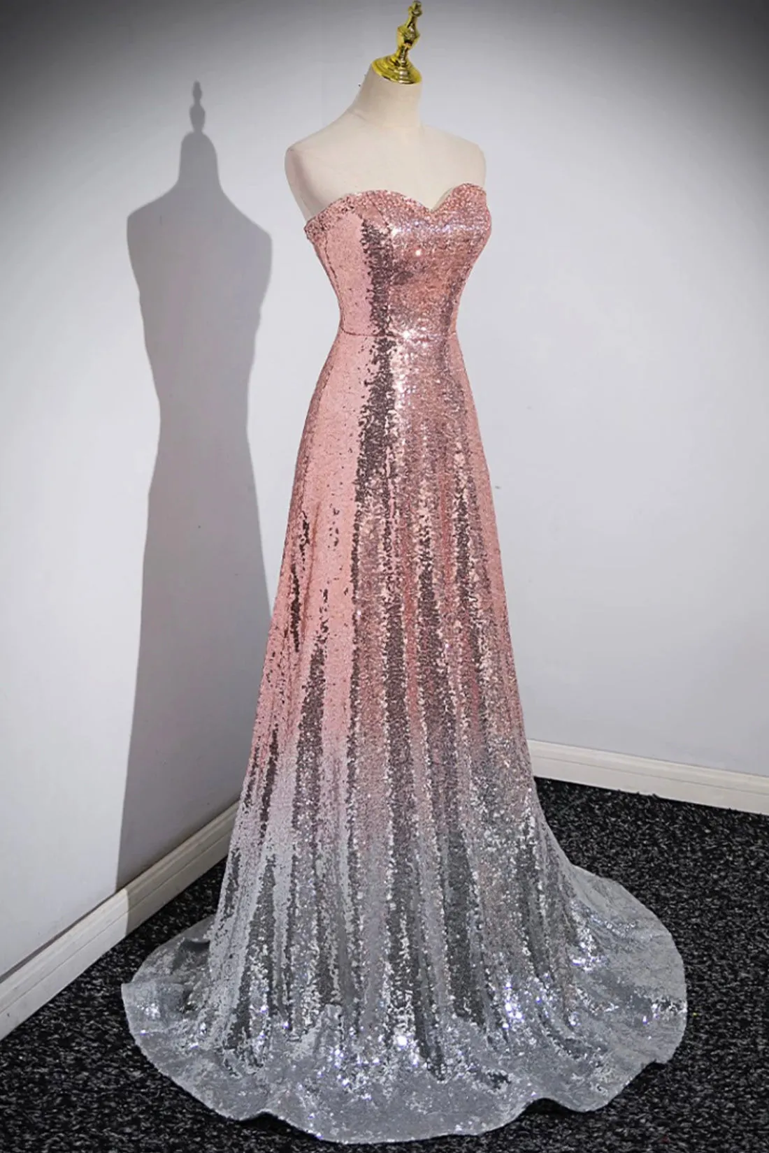 Cleo | Mermaid Sequins Long Prom Dress, Sparkling Sweetheart Neckline Ombre Evening Dress