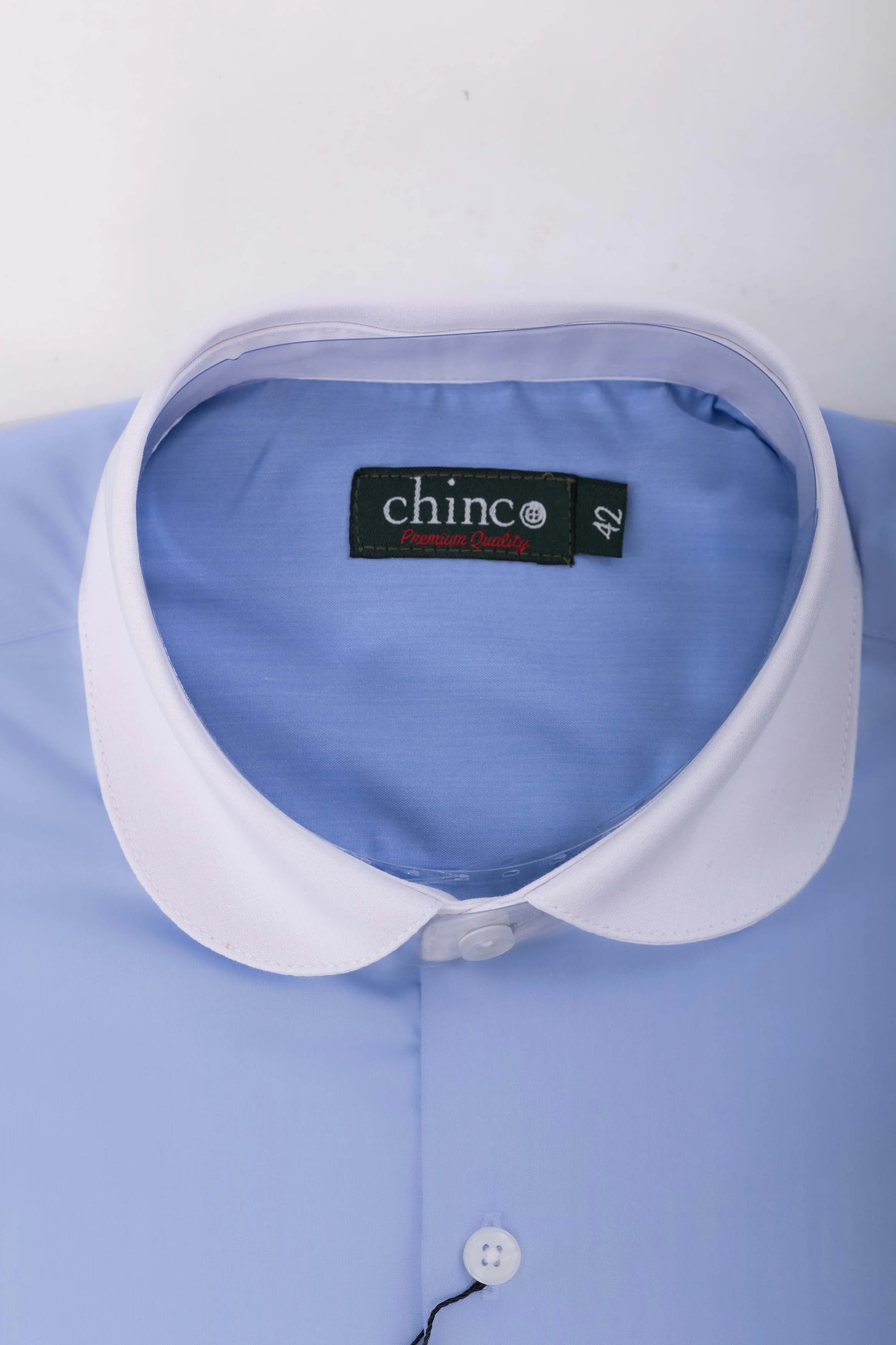 club collar slim fit chemise-Baby Blue