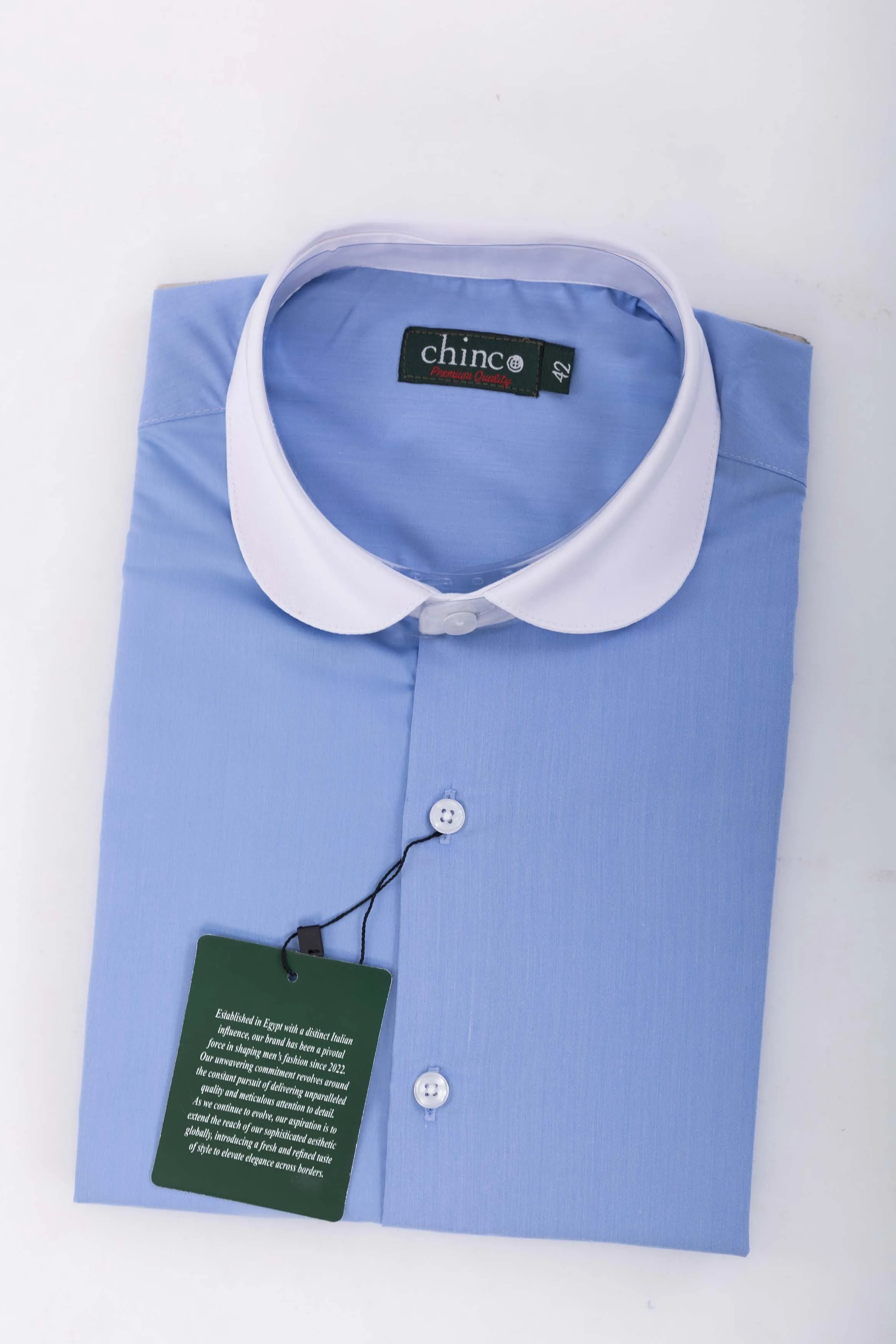 club collar slim fit chemise-Baby Blue