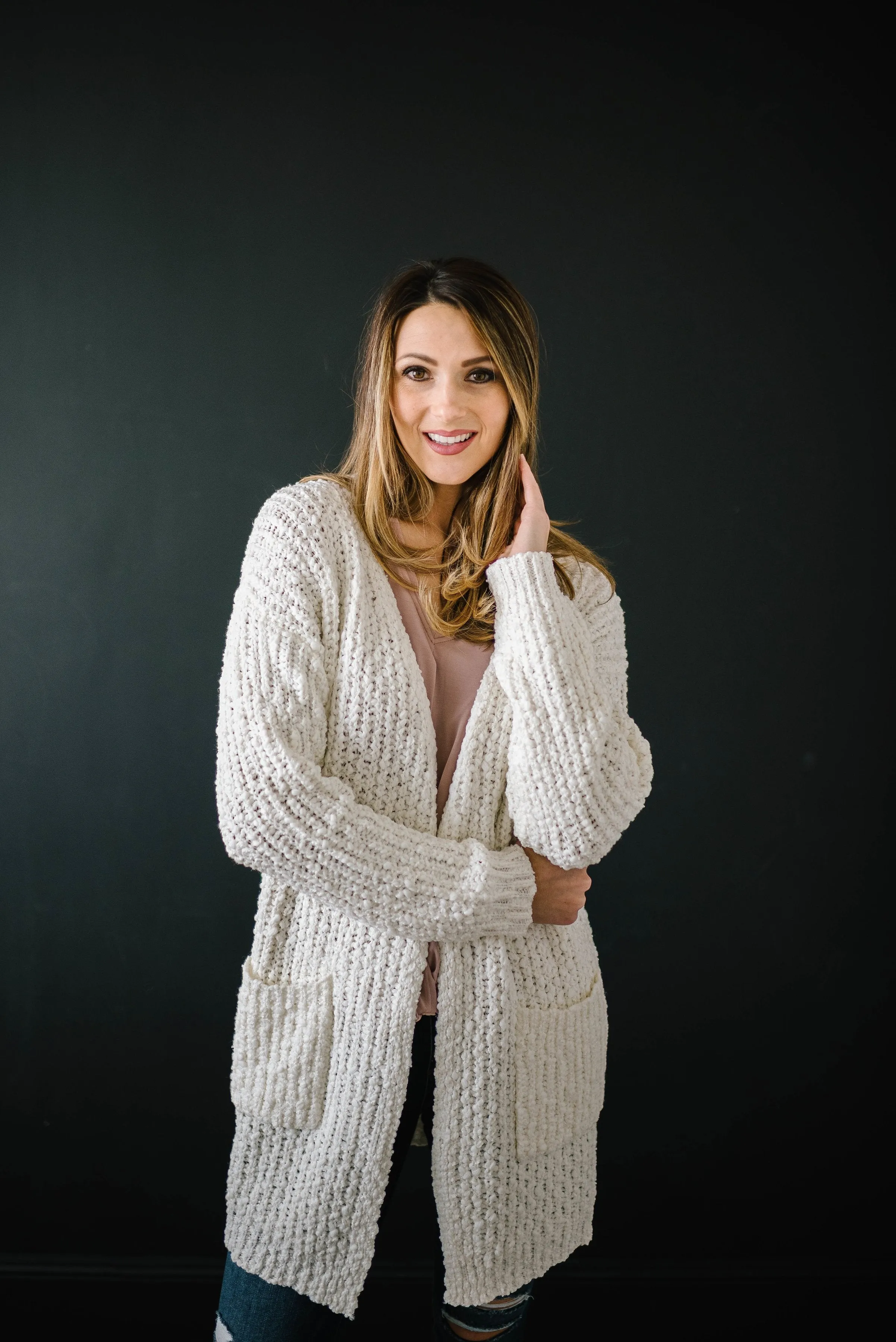 Cream Cuddle Up Cardi in Ivory