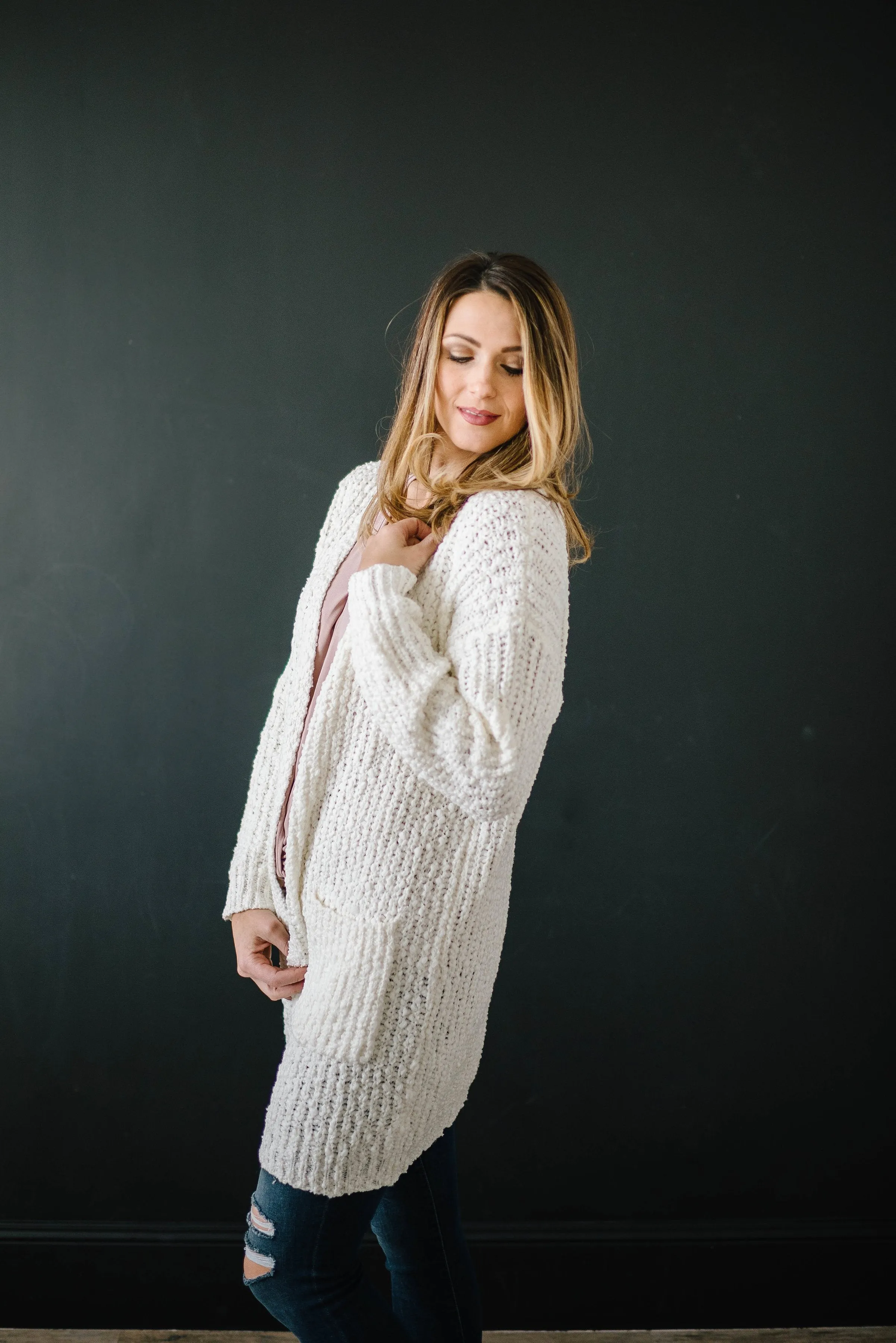 Cream Cuddle Up Cardi in Ivory