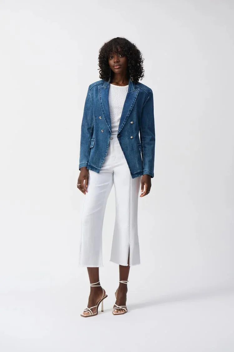 Culotte Jeans With Embellished Front Seam