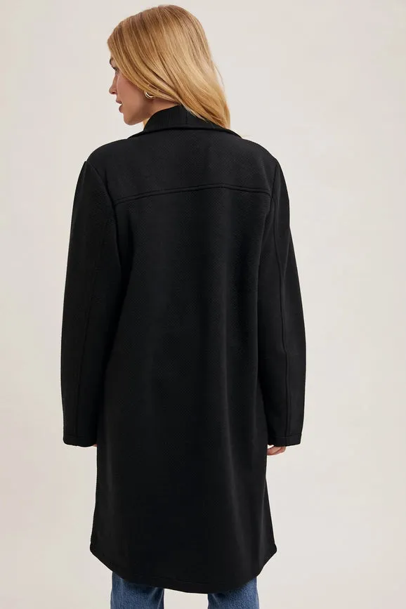 Drape Open-Front Coat Jacket Black