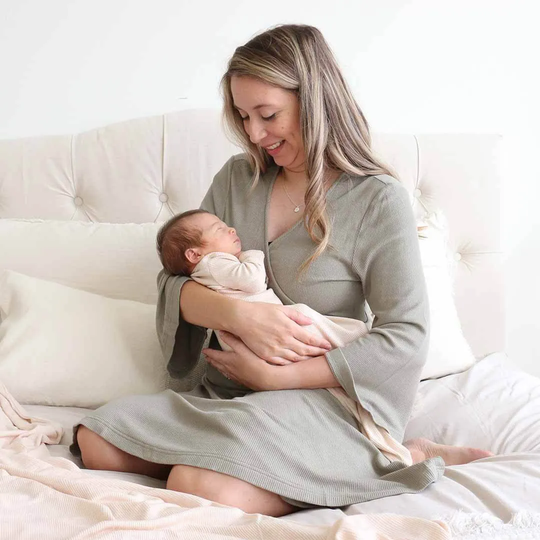 Eucalyptus Waffle Bamboo Knit Maternity Robe