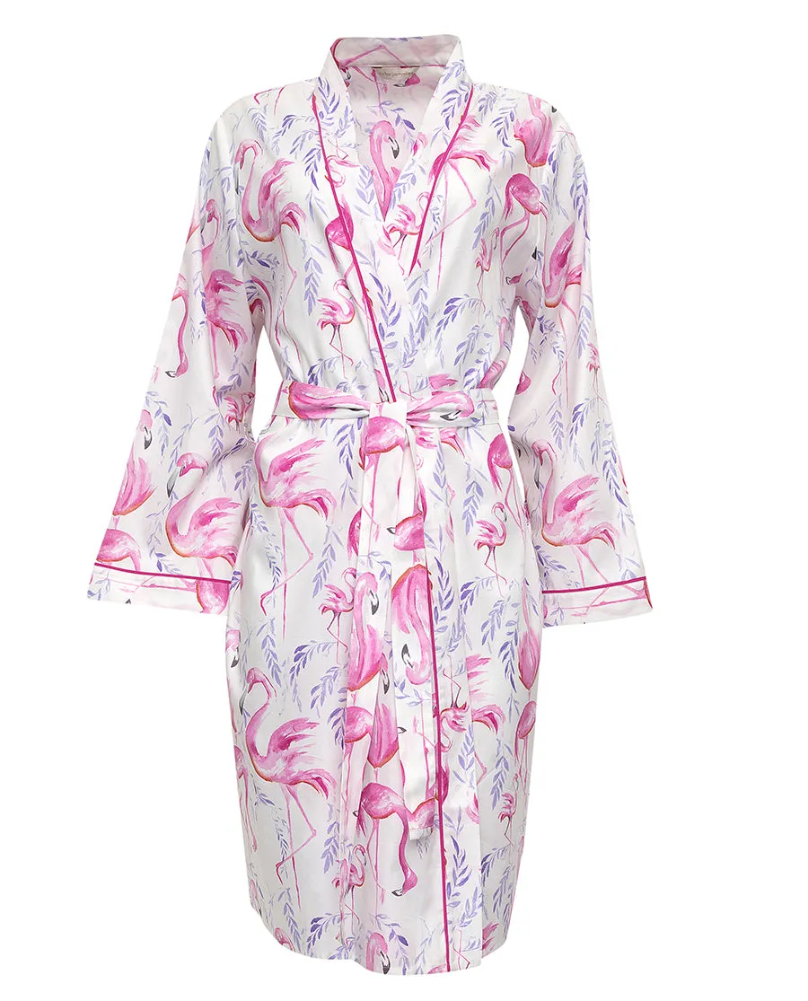 Fifi Flamingo Print Short Dressing Gown