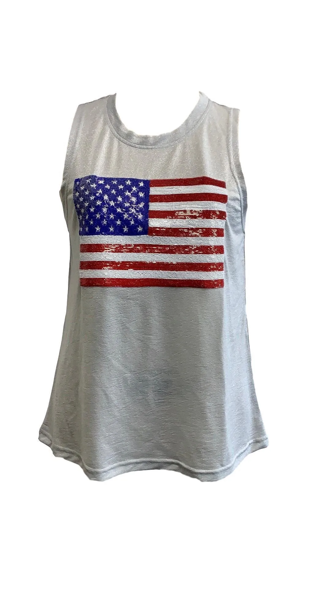 Glitter Flag Tank - Silver