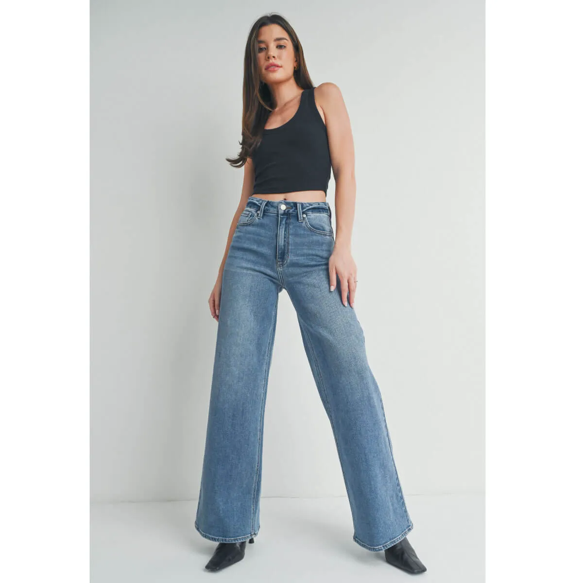 High Rise Palazzo Wide-Leg Jeans