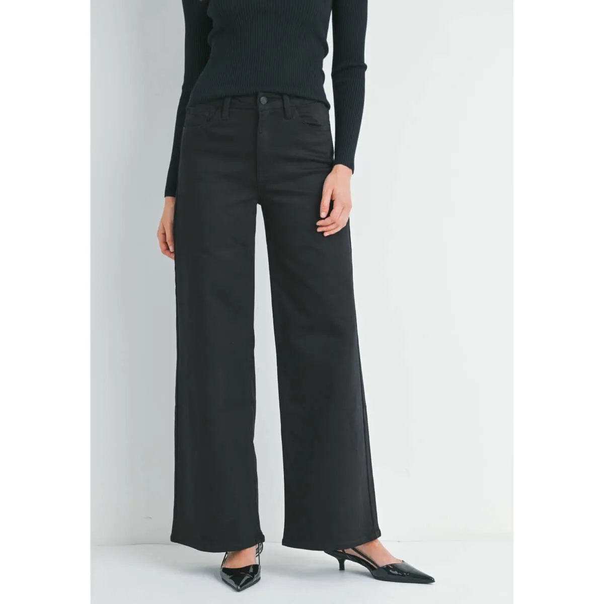 High Rise Palazzo Wide-Leg Jeans