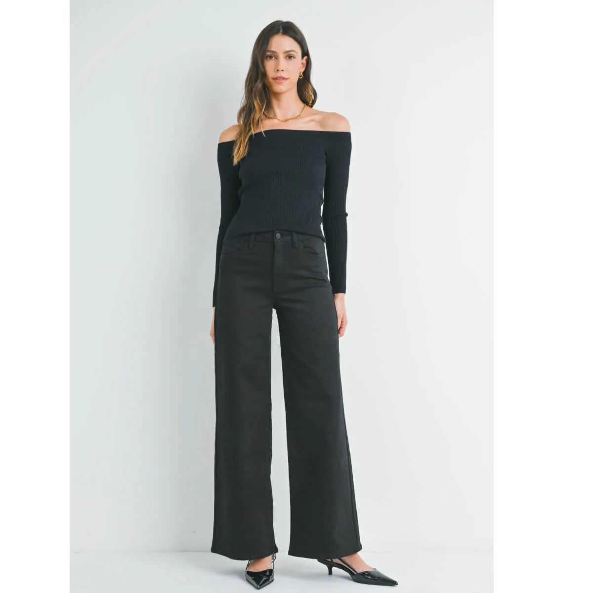 High Rise Palazzo Wide-Leg Jeans