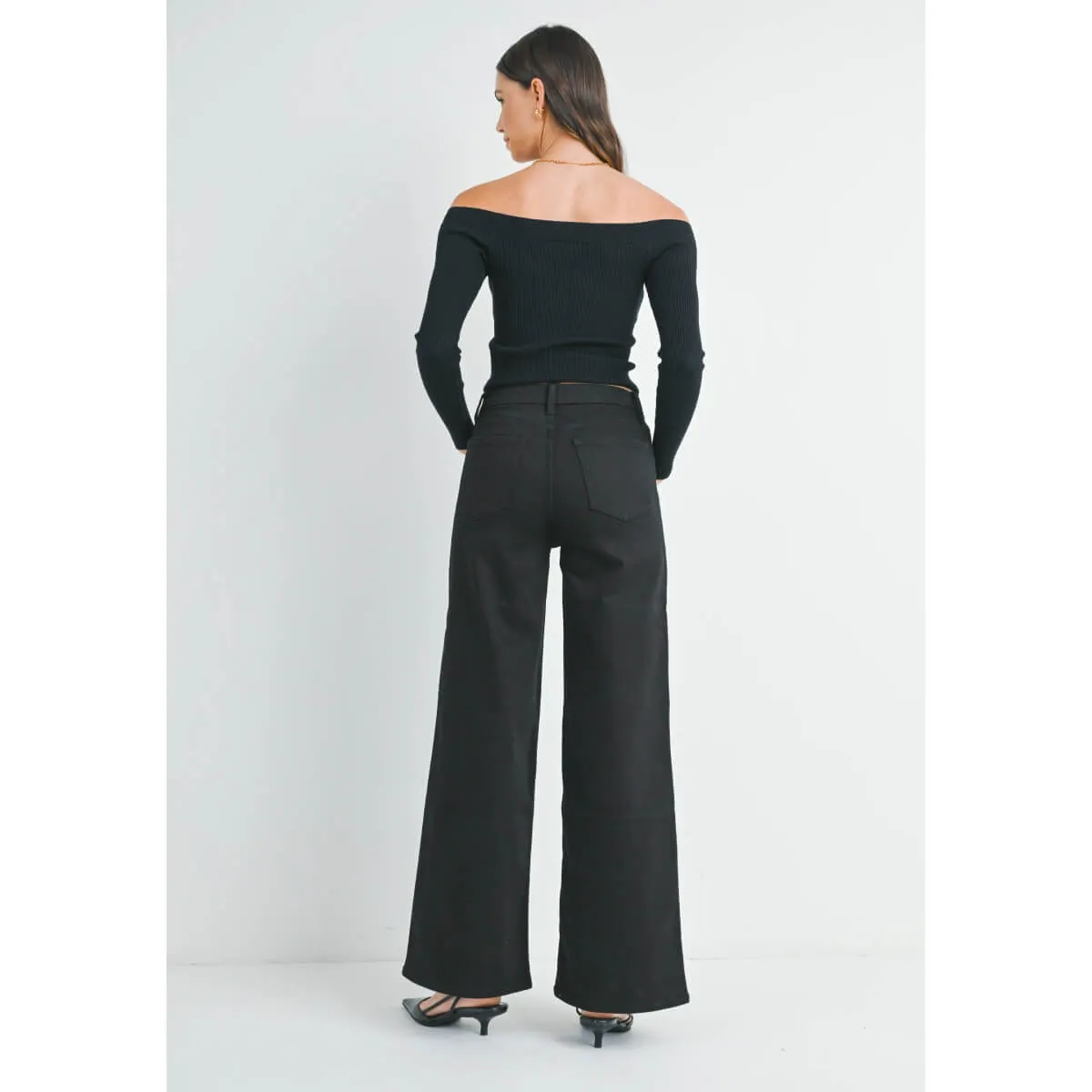 High Rise Palazzo Wide-Leg Jeans