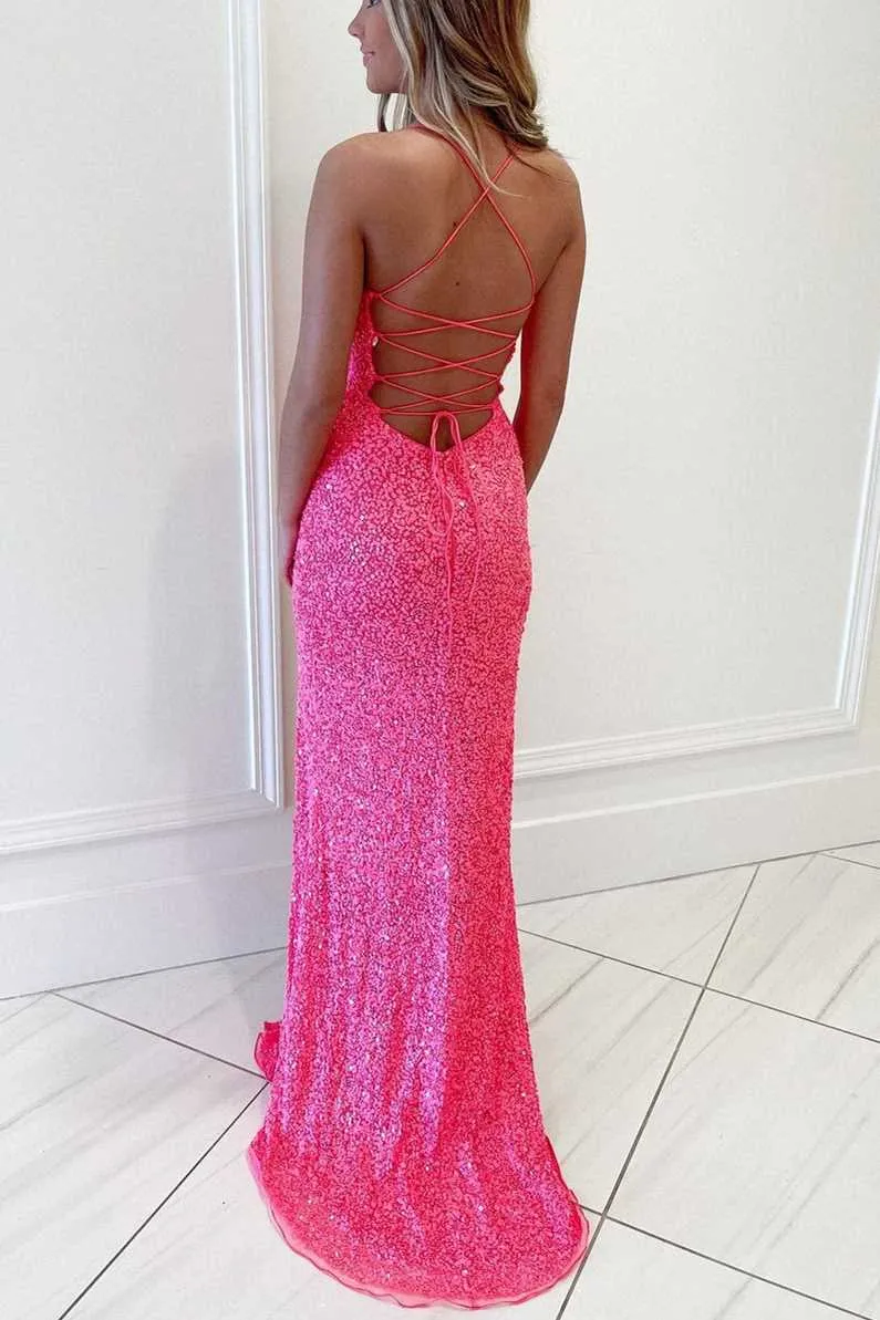 Mara | Hot Pink Sequins Mermaid Long Prom Dress