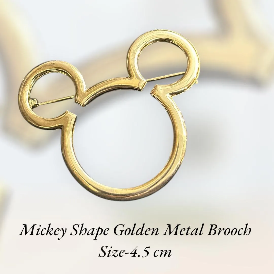 Mickey Shape Golden Metal Brooch