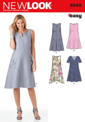 Newlook Pattern 6340 Misses' Easy Dresses