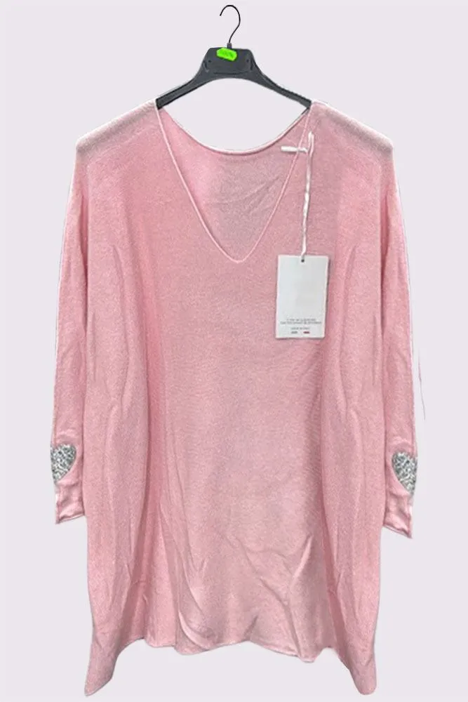 Plain Sequin Heart Soft Feel Top