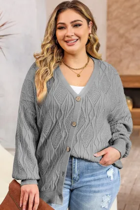 Plus Size Knitted Hollow out Cardigan