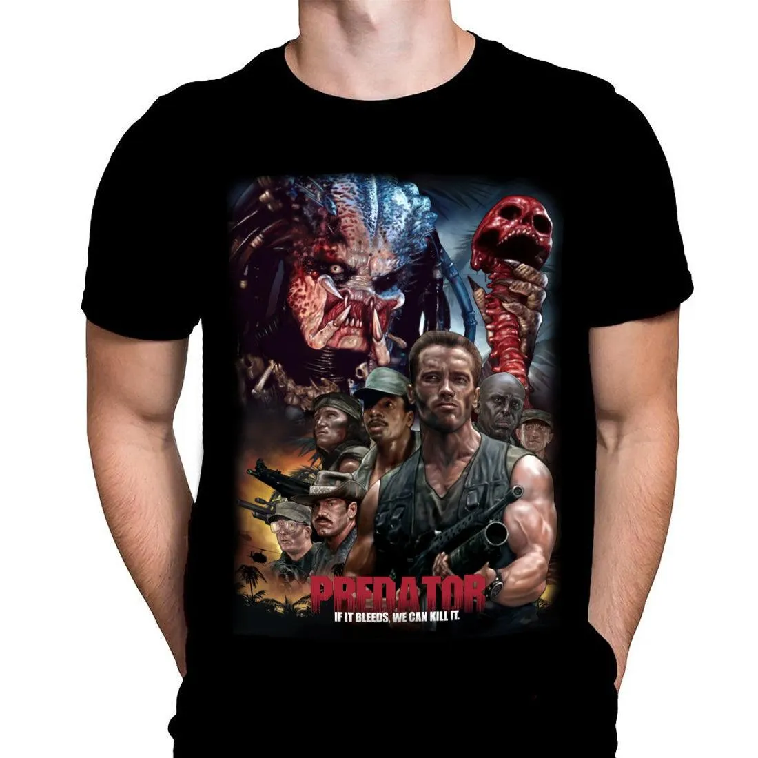 Predator T-Shirt - If It Bleeds - Classic Horror Movie Art - by Peter Panayis