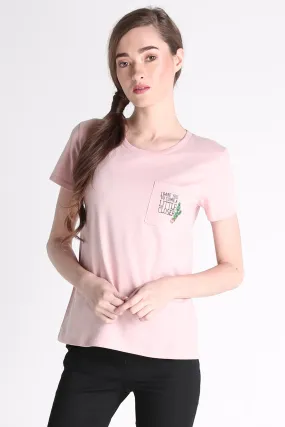 Relaxed Fit Tee With Pocket Embroidery