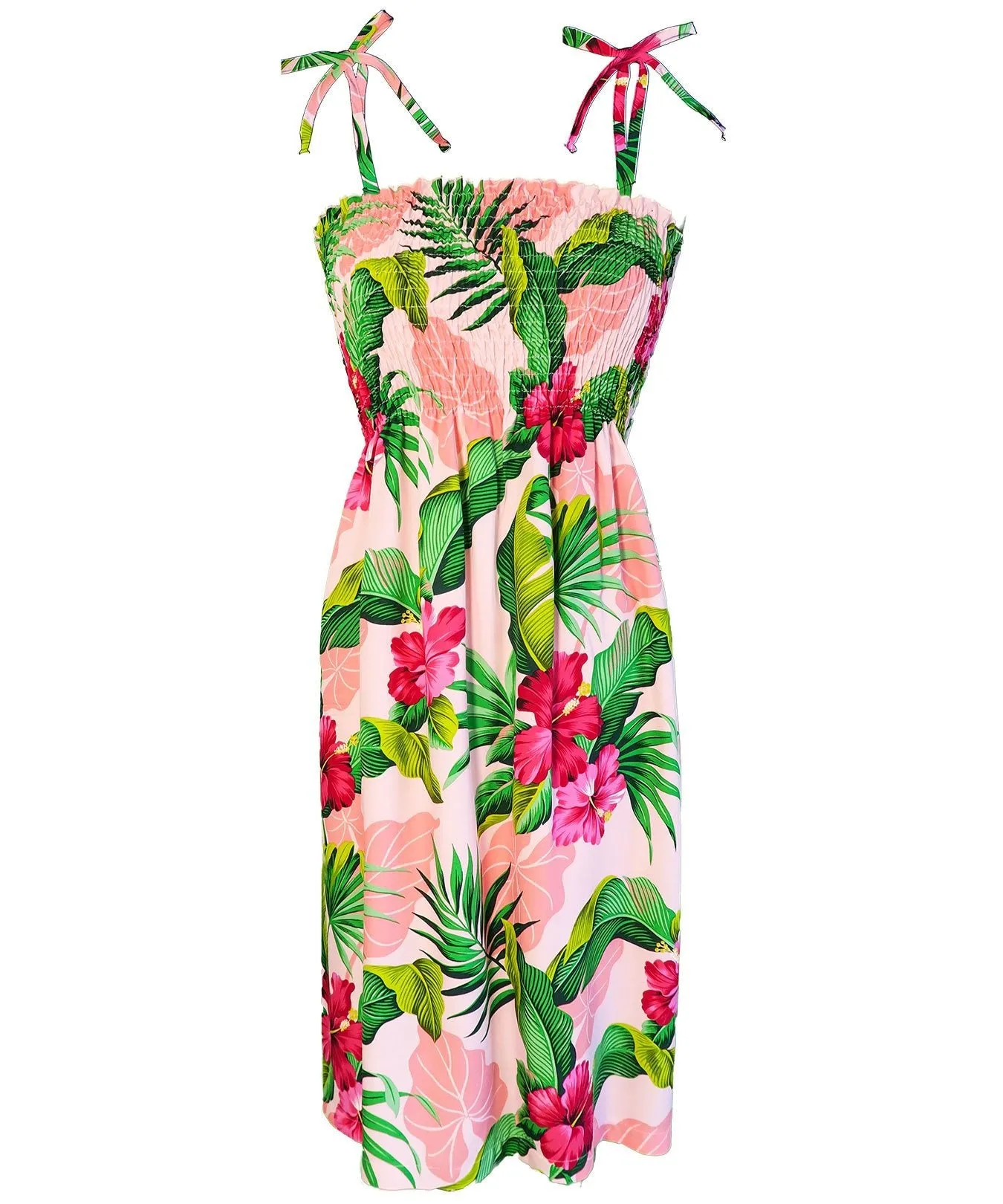 Smock Tube-Top Short Hawaiian Dress Ewa Hibiscus