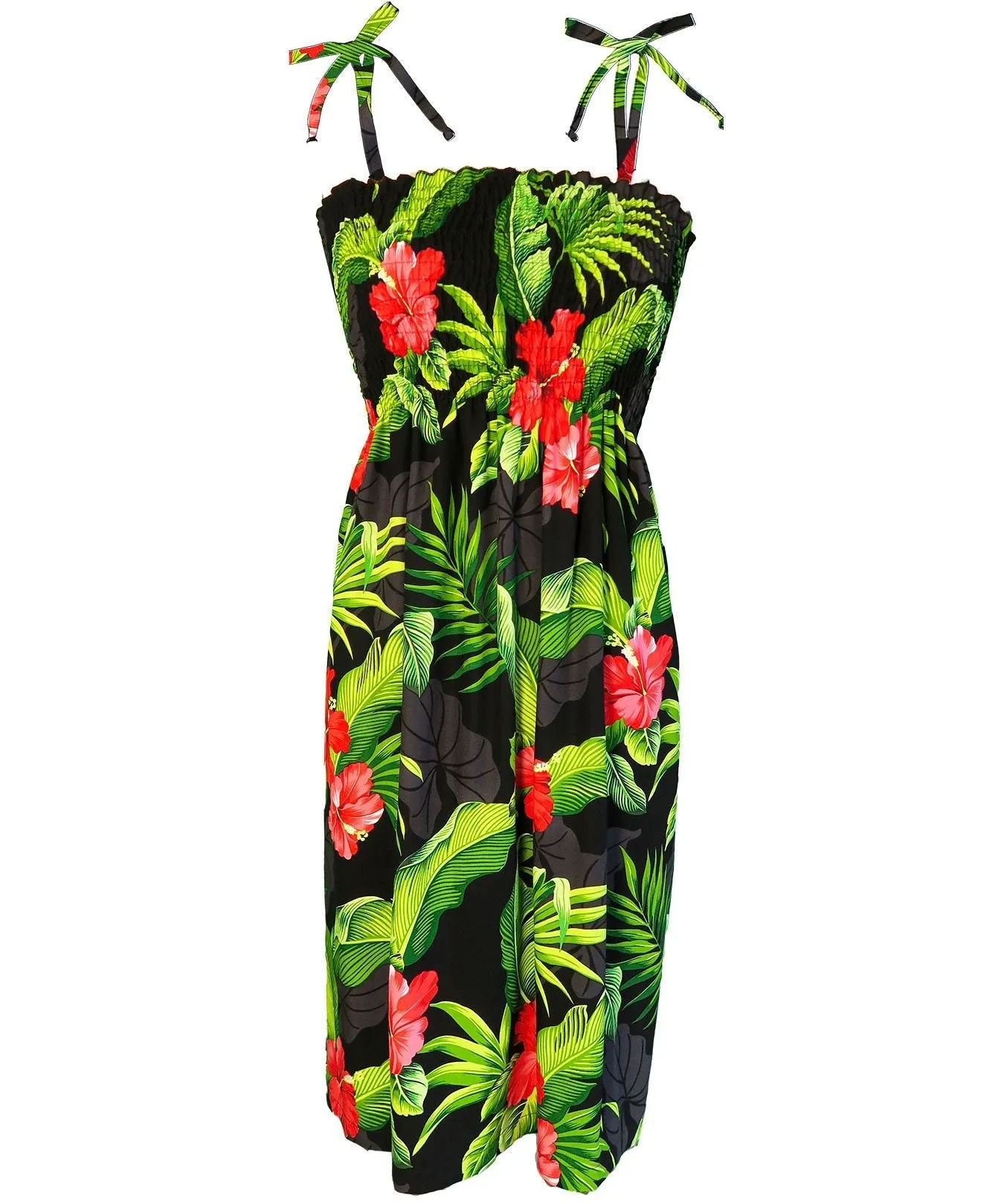 Smock Tube-Top Short Hawaiian Dress Ewa Hibiscus