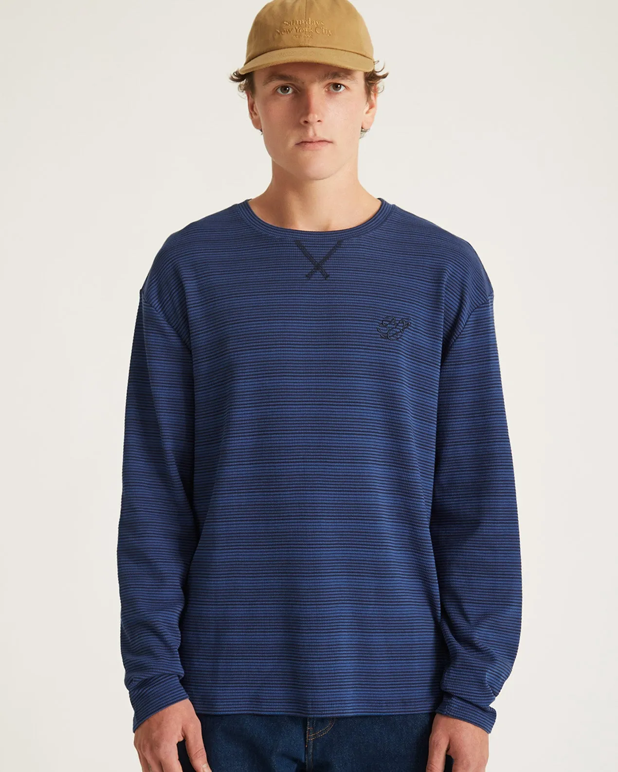 Striped Waffle Relaxed LS Tee