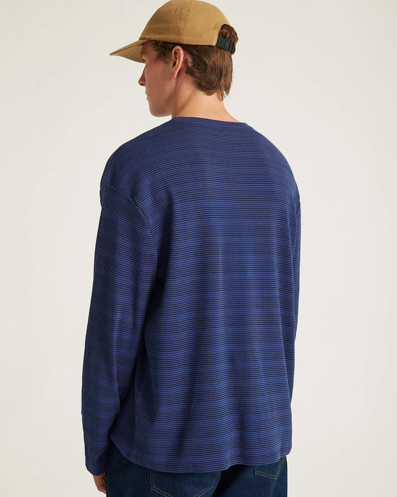 Striped Waffle Relaxed LS Tee