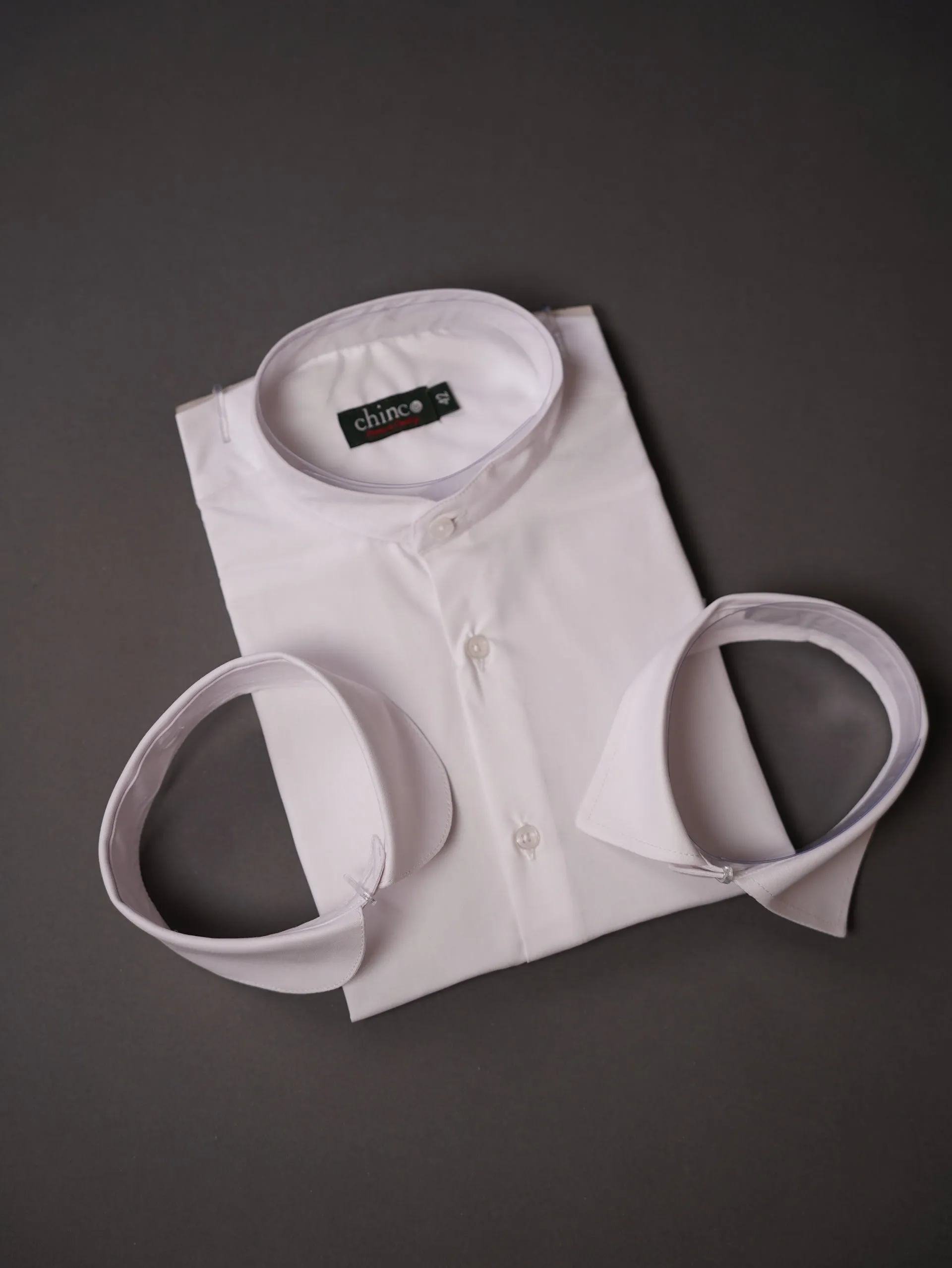 Three collar slim fit chemise-White