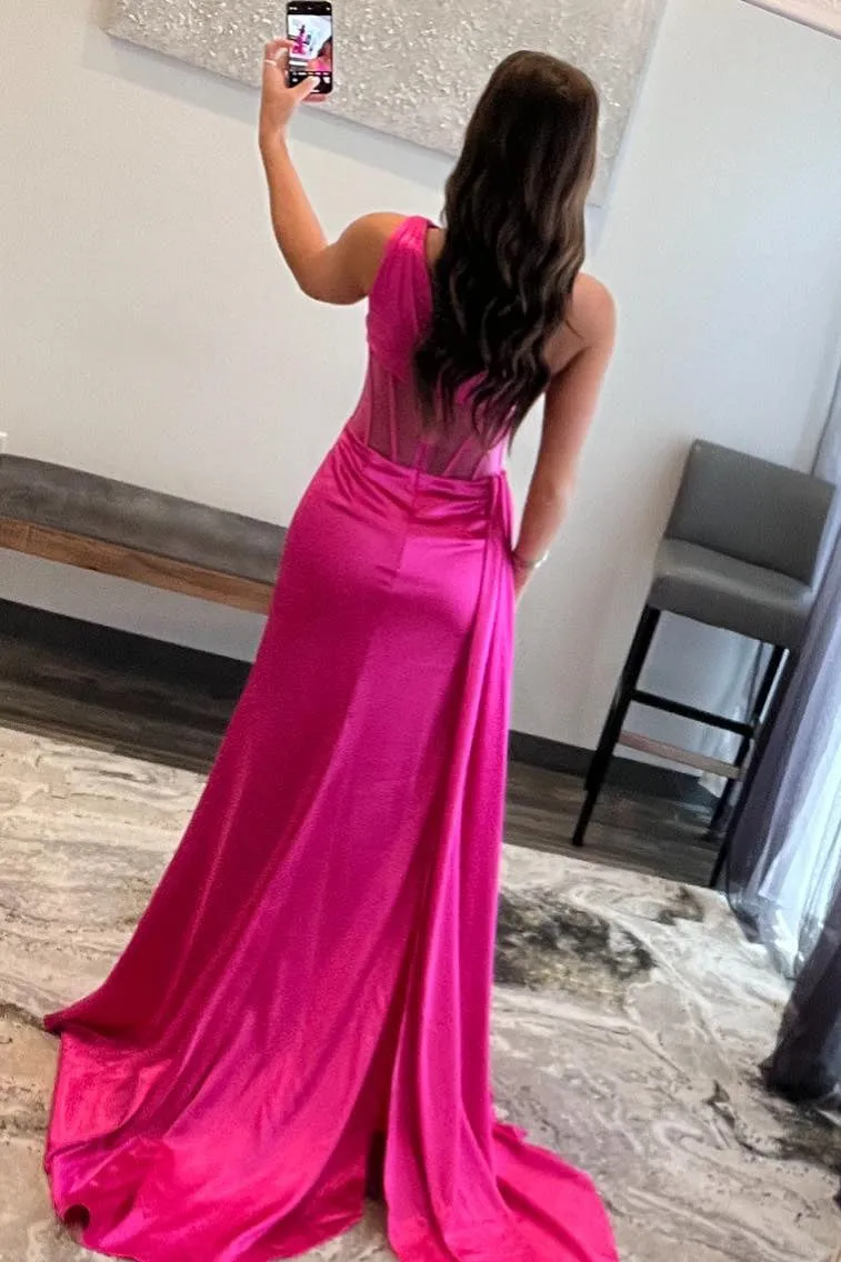 Valerie |Sheath One Shoulder Pleated Satin Long Prom Dress