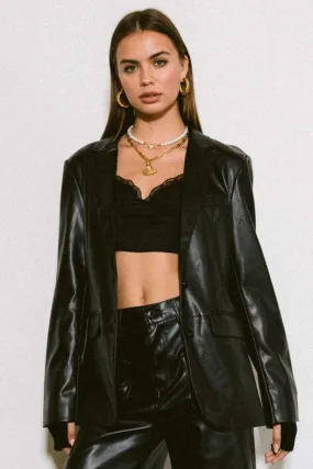 Vb Vegan Leather Blazer Jacket