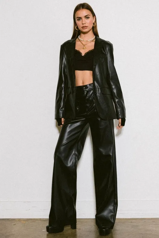 Vb Vegan Leather Blazer Jacket