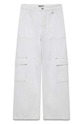 White Cargo Wide Jeans