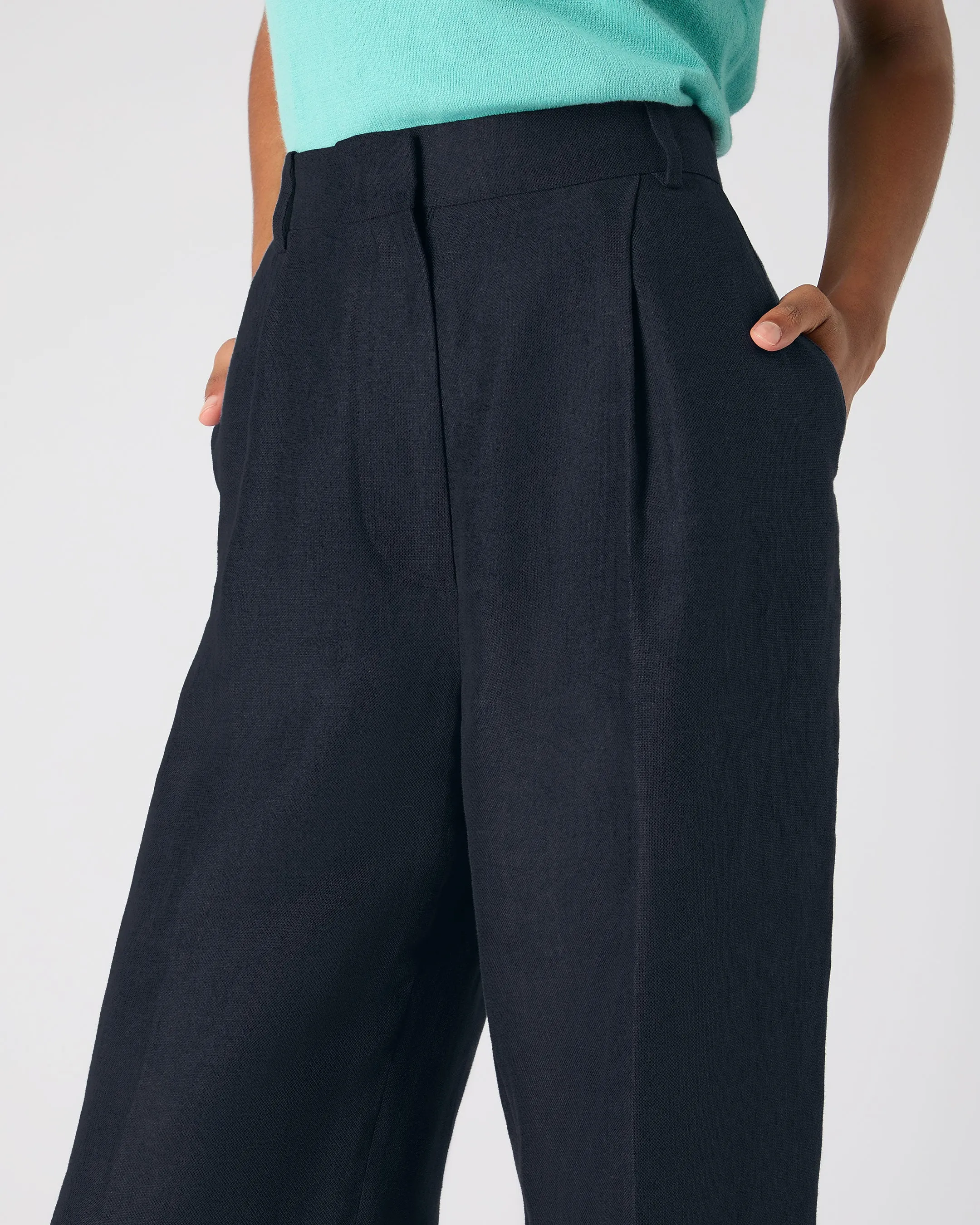 Women's Florence Linen Pants Navy Blue